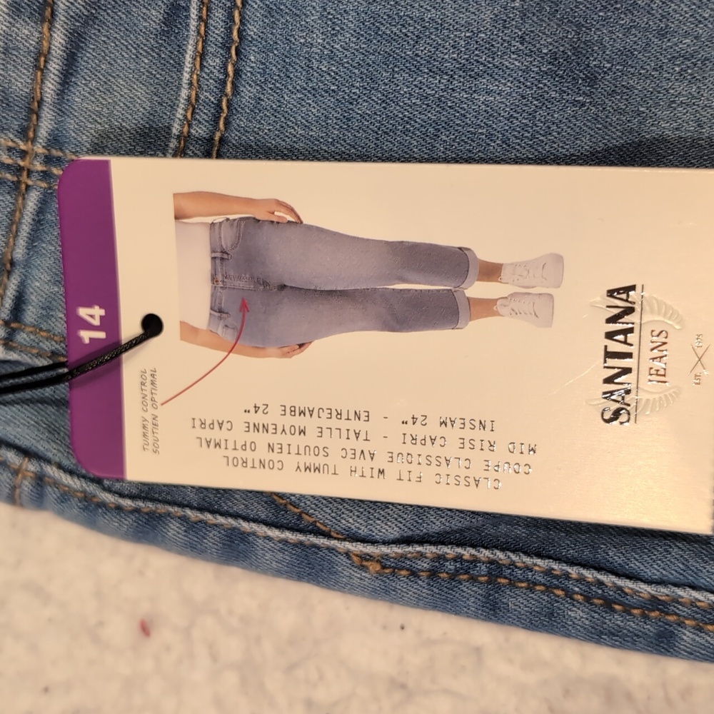 Sz 14 Santana Jeans Mid-Rise straight leg Capri style classic Fit jeans.